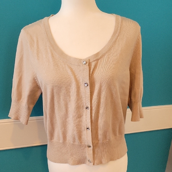 heart-n-crush Sweaters - Tan Button-Up Cardigan With Beautiful Buttons